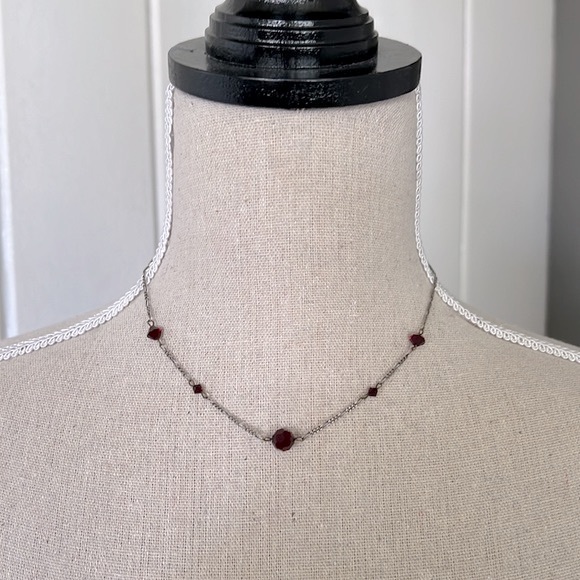 ❤️Vintage Sterling Silver Garnet Necklace - Picture 4 of 8